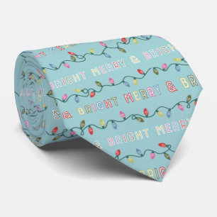 Merry and Bright Blue Christmas Lights Tie