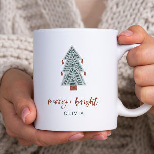 Merry and Bright   Boho Christmas Tree Coffee Mug