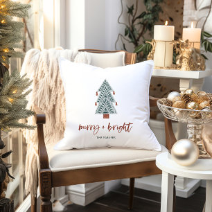 Merry and Bright Boho Christmas Tree Cushion