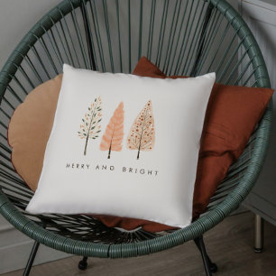 Merry And Bright Boho Minimalist Christmas Tree Cushion