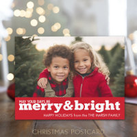 Merry and Bright Bold Modern Photo - red white