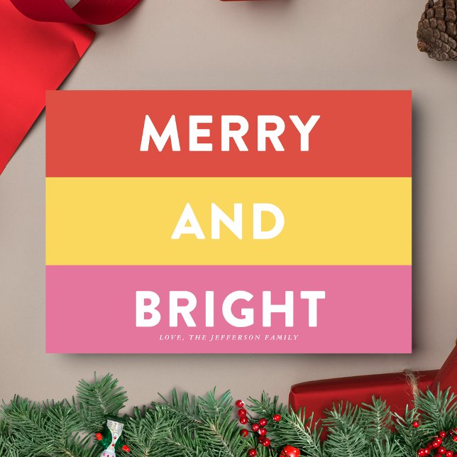 Merry and Bright | Bold Modern Stripes Holiday Card (Creator Uploaded)