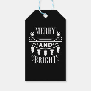 Merry And Bright Bulb Light Xmas Holiday Christmas Gift Tags