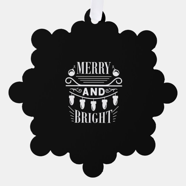 Merry And Bright Bulb Light Xmas Holiday Christmas Tree Decoration Card (Front)
