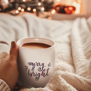 Merry and bright - burgundy coffee mug
