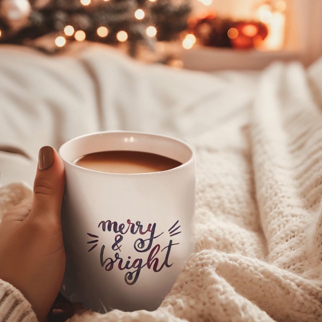 Merry and bright - burgundy coffee mug (Creator Uploaded)