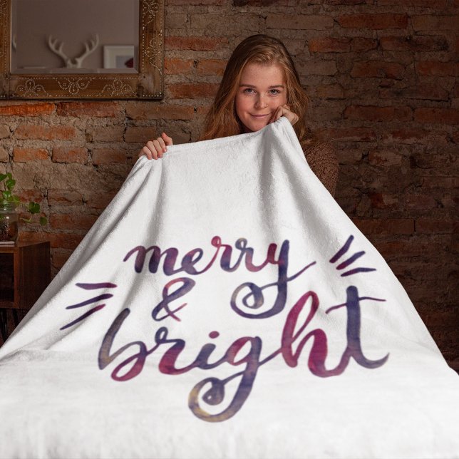 Merry and bright - burgundy fleece blanket (Creator Uploaded)