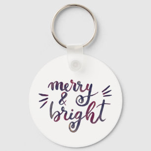 Merry and bright - burgundy key ring