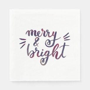 Merry and bright - burgundy napkin