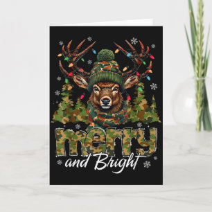 Merry And Bright Camo Deer Hunting Hunter Christma Card