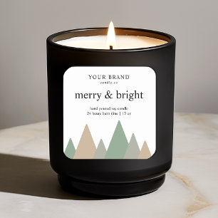 "Merry and Bright Candle Label Festive Holiday