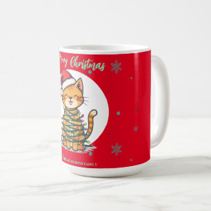 Merry and Bright cat Christmas kitten snow winter Coffee Mug
