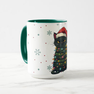 Merry and Bright cat Christmas kitten snow winter Mug