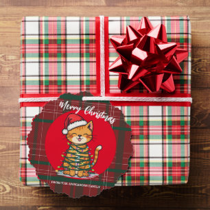 Merry and Bright cat Christmas kitten snow winter Tree Decoration Card