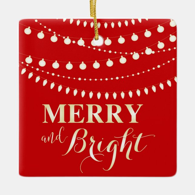 Merry and Bright Ceramic Tree Decoration (Front)