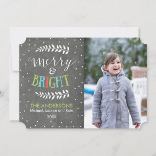 Merry and Bright Chalkboard Christmas Photo Card