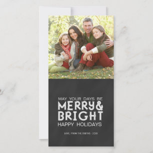MERRY AND BRIGHT, CHALKBOARD HOLIDAY PHOTO CARD
