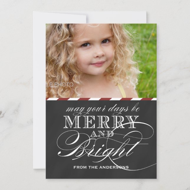 MERRY AND BRIGHT, CHALKBOARD, PHOTO HOLIDAY (Front)