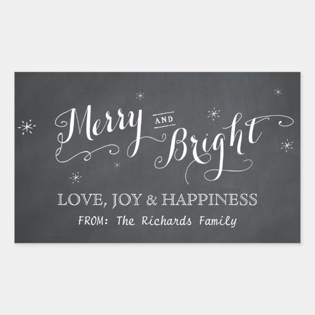 Merry and Bright - Chalkboard Stickers (Front)