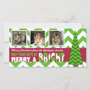 Merry and Bright Chevron Christmas Photo Card