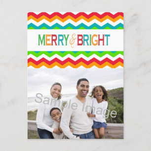 Merry and Bright Chevron Holiday   Bold Colours Postcard