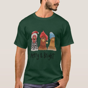 Merry And Bright Chickens Christmas Farm Animal T-Shirt
