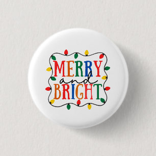 Merry And Bright Christmas 3 Cm Round Badge