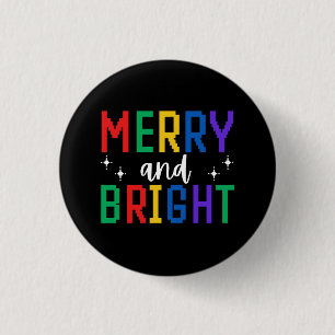 Merry And Bright Christmas 3 Cm Round Badge