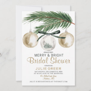 Merry and Bright Christmas Bridal Shower  Invitation