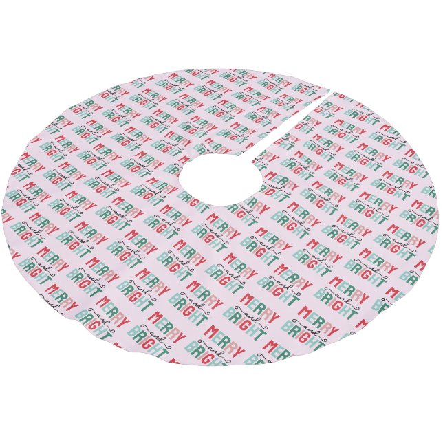 Merry and Bright Christmas Brushed Polyester Tree Skirt (Angled)