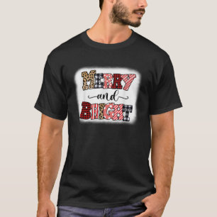 Merry And Bright Christmas Buffalo Plaid Leopard B T-Shirt