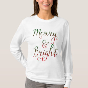 Merry and Bright Christmas Calligraphy T-Shirt
