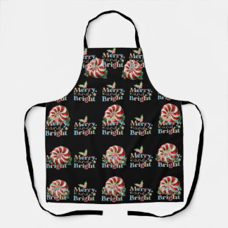 Merry and Bright Christmas Candy Cane Apron