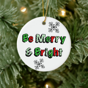 Merry and Bright Christmas Ceramic Tree Decoration