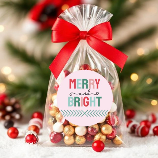 Merry and Bright Christmas Classic Round Sticker (Creator Uploaded)