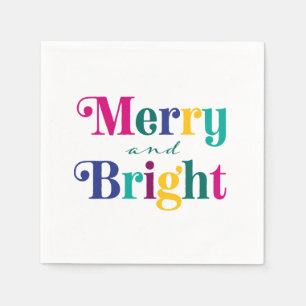 Merry and Bright Christmas Colourful Holiday Napkin