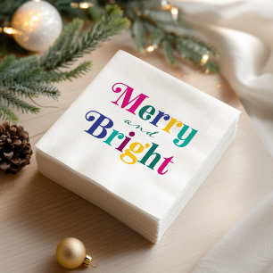 Merry and Bright Christmas Colourful Holiday Napkin