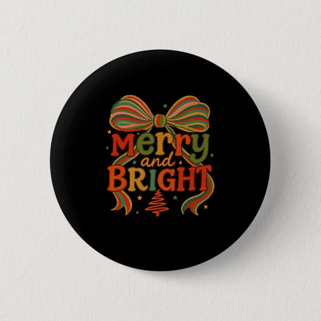 Merry And Bright Christmas Crew 2025 Funny Family  6 Cm Round Badge (Front)