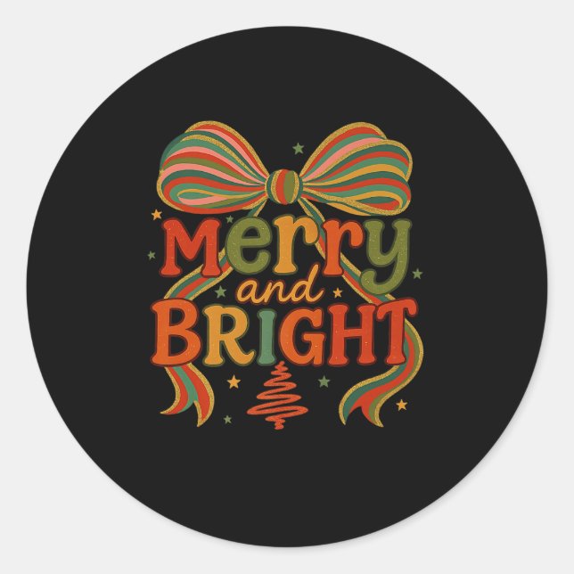 Merry And Bright Christmas Crew 2025 Funny Family  Classic Round Sticker (Front)