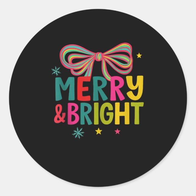 Merry And Bright Christmas Crew 2025 Funny Family  Classic Round Sticker (Front)