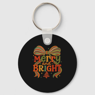 Merry And Bright Christmas Crew 2025 Funny Family Key Ring