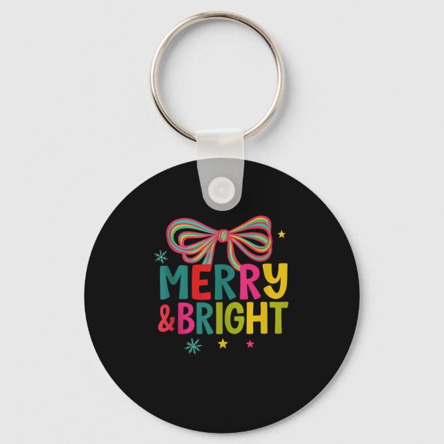 Merry And Bright Christmas Crew 2025 Funny Family  Key Ring (Front)