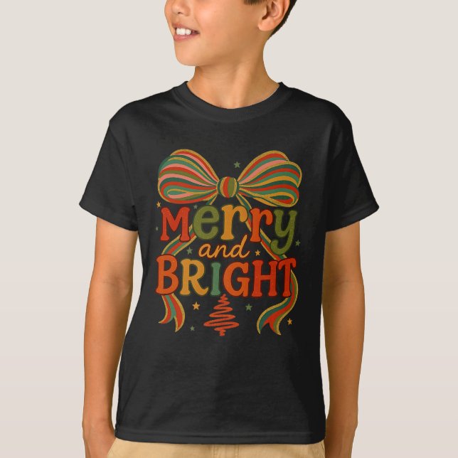 Merry And Bright Christmas Crew 2025 Funny Family  T-Shirt (Front)