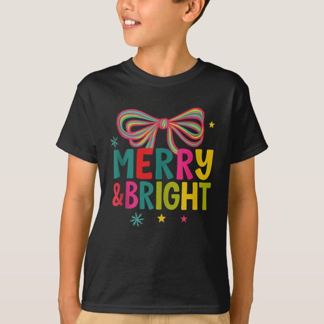 Merry And Bright Christmas Crew 2025 Funny Family  T-Shirt (Front)