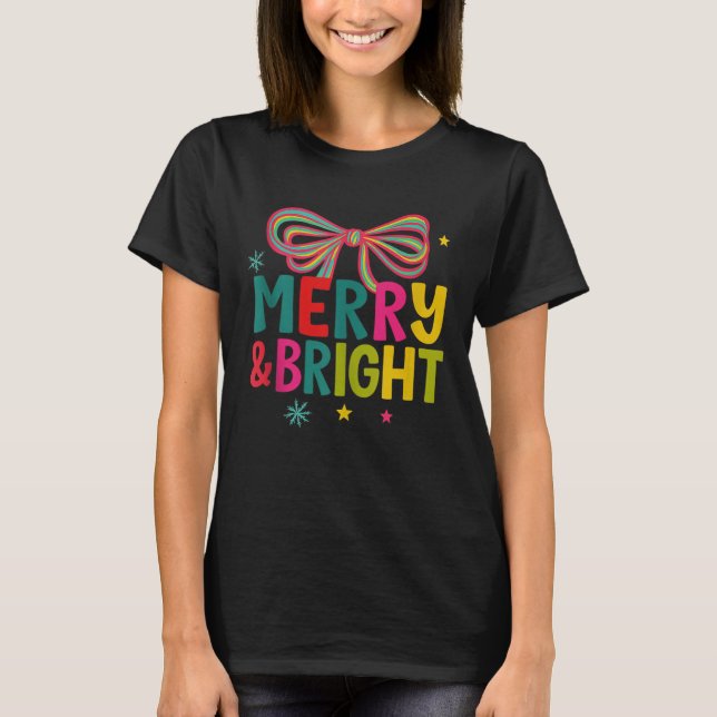 Merry And Bright Christmas Crew 2025 Funny Family  T-Shirt (Front)