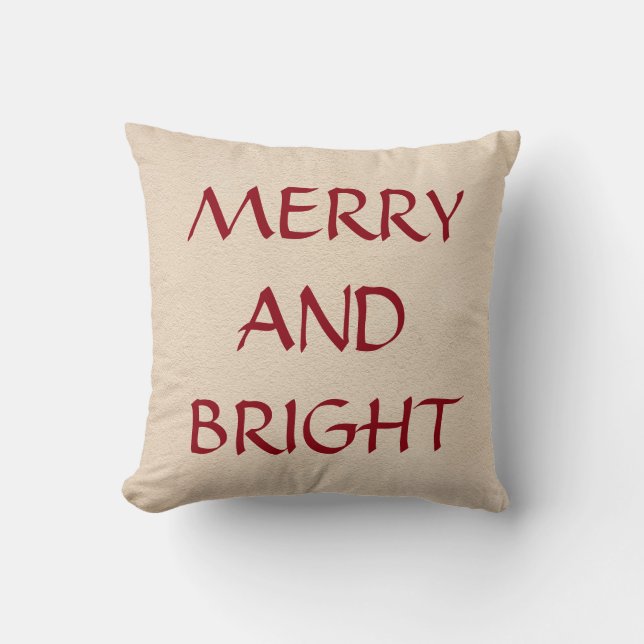 Merry and Bright Christmas Cushion (Front)