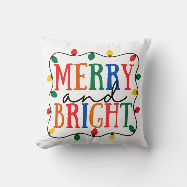 Merry And Bright Christmas Cushion (Front)