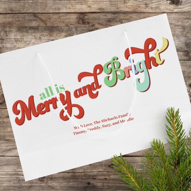 Merry and Bright Christmas Custom Large Gift Bag (Christmas Merry and Bright custom large gift bag)