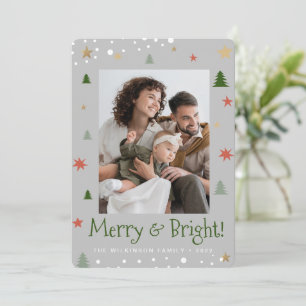 Merry and Bright Christmas Custom Photo Holiday Card