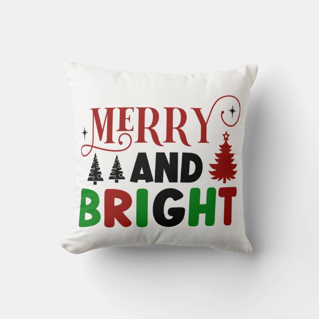 Merry and Bright Christmas Design – Holiday Cheer Cushion (Front)